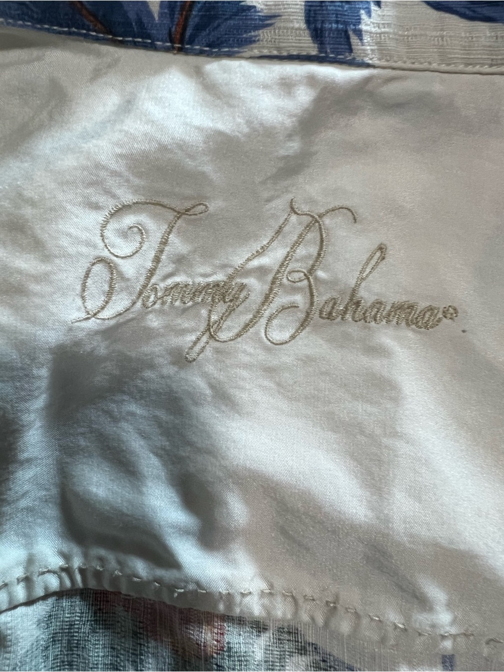 Tommy Bahama Cream Short-Sleeve Hawaiian Shirt with Blue & Orange Floral Print - Picture 3 of 5